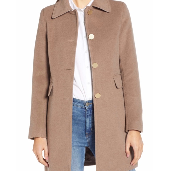 Retro Periwinkle Pure Short Double Breasted Ladies Wool Belted Coat Size Medium